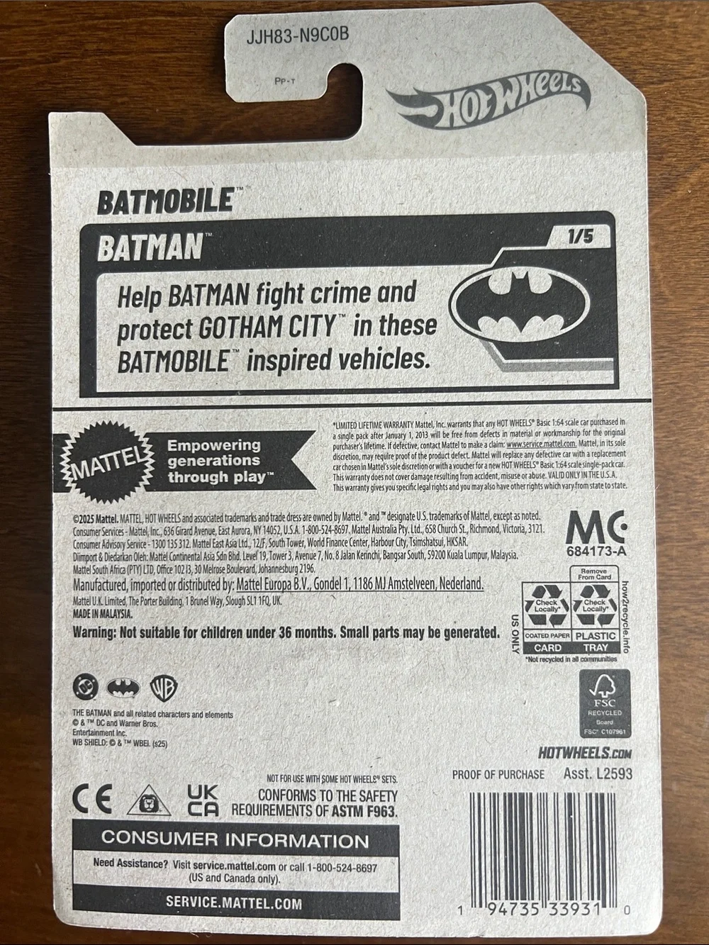 Batmobile  Batman Hot Wheels in Metallic Gray
